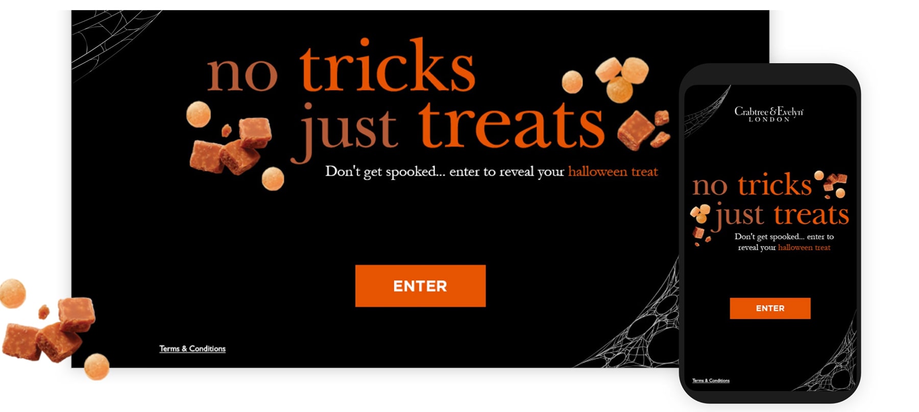 An example of a cross-channel Halloween-themed campaign microsite, from Crabtree & Evelyn