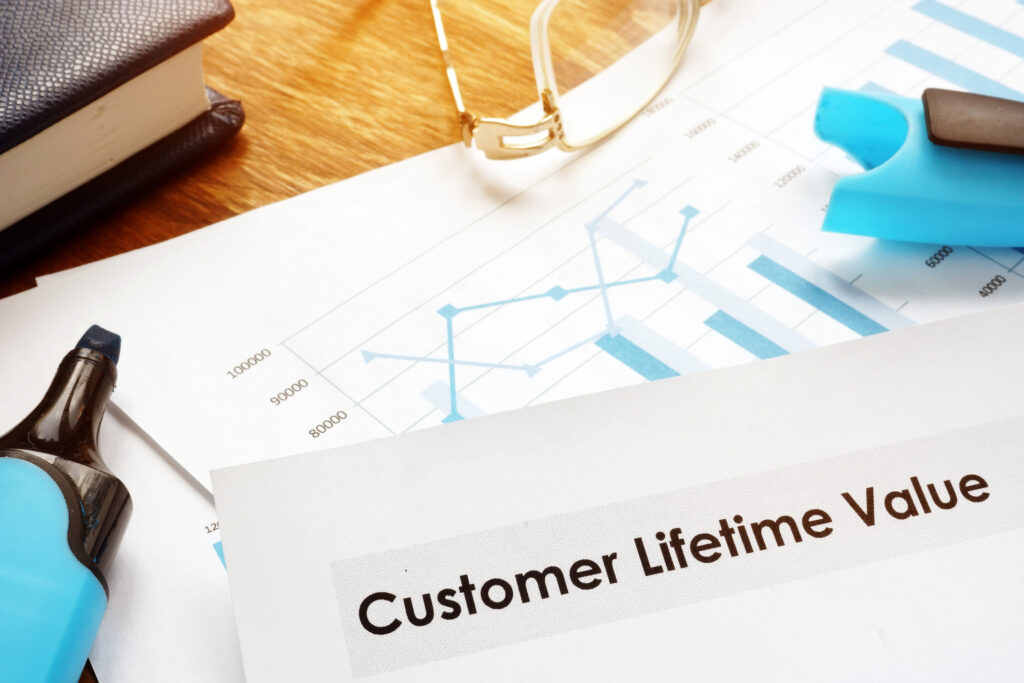 Customer lifetime value report on a business desk