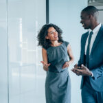 Businesspeople using partner relationship management strategies to communicate