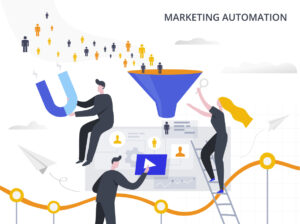 Graphic illustration of the automated lead distribution concept.