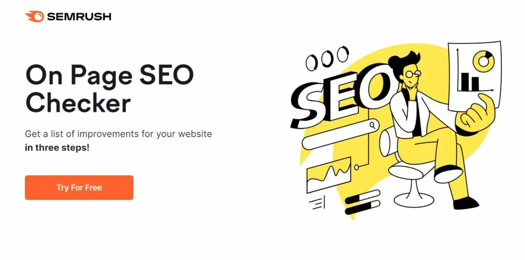 Semrush has a clean, straightforward landing page.