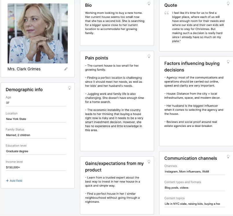 Creating a customer persona can help you communicate your value proposition