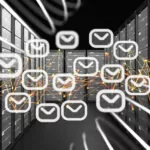 Image of computer servers: a visual representation of an email database.